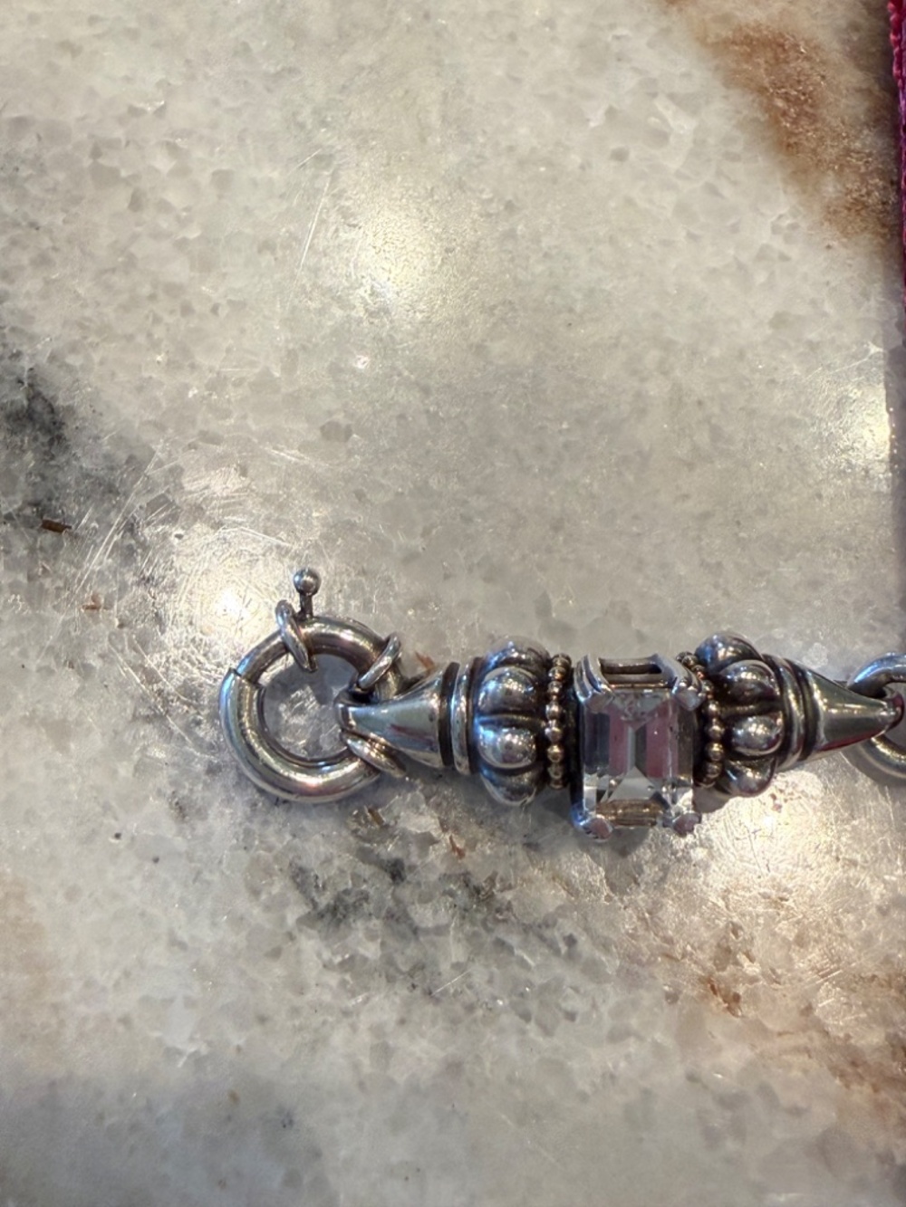 LAGOS 925 Sterling Silver 18K Gold Glacier Caviar White Topaz Link 7.5" Bracelet - Picture 14 of 16